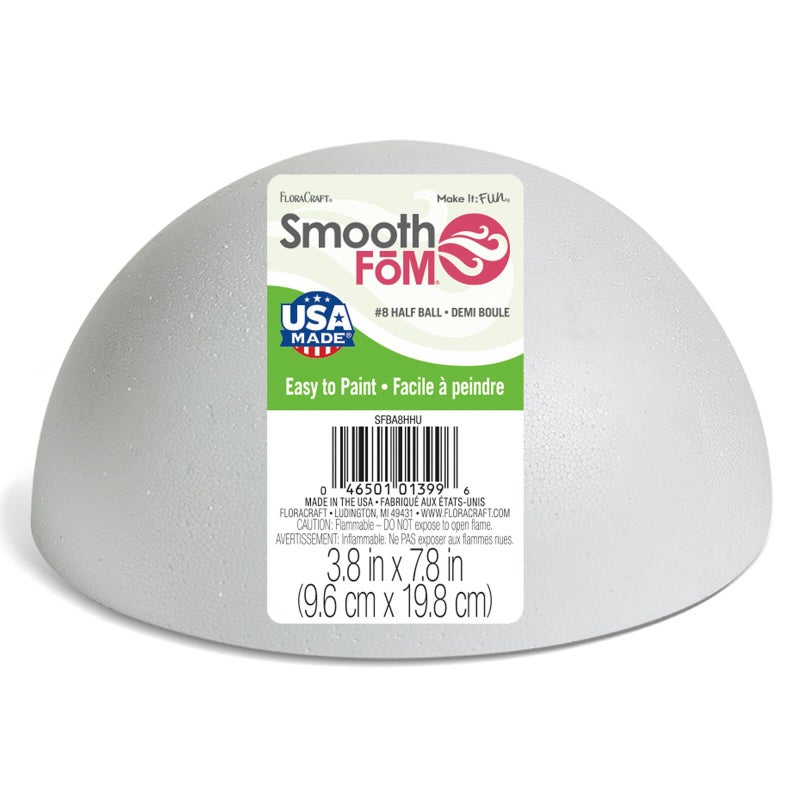 FloraCraft SmoothFoM Hollow Half Ball 3.9 Inch x 7.9 Inch White - Image 1